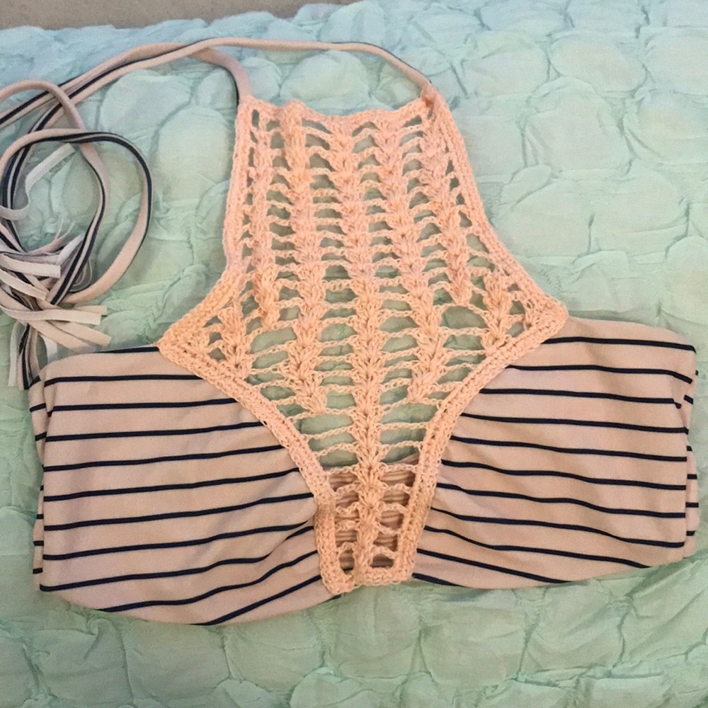 Acacia swimwear striped bikini top (S)